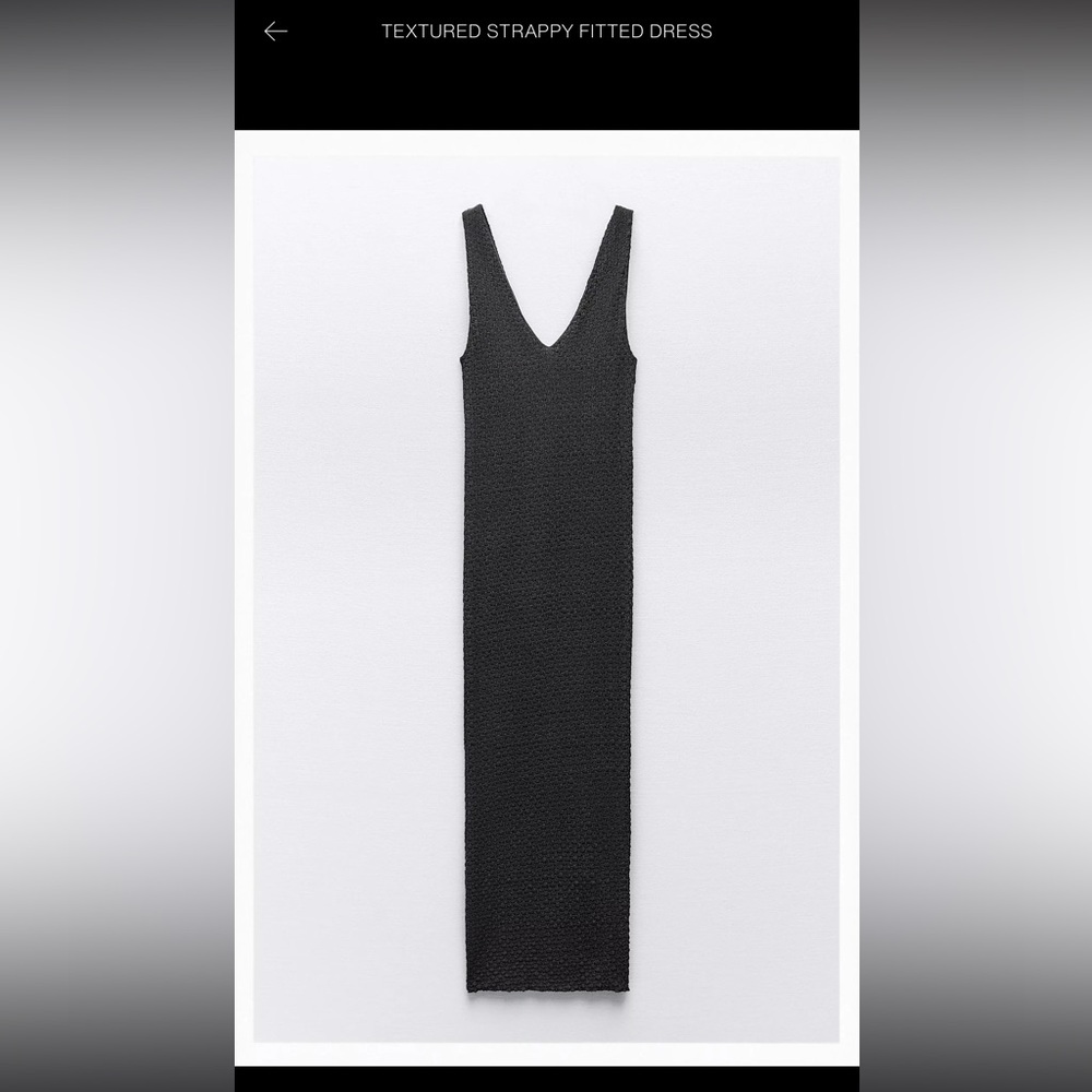 Textured Strappy V-Neck Black Maxi Dress